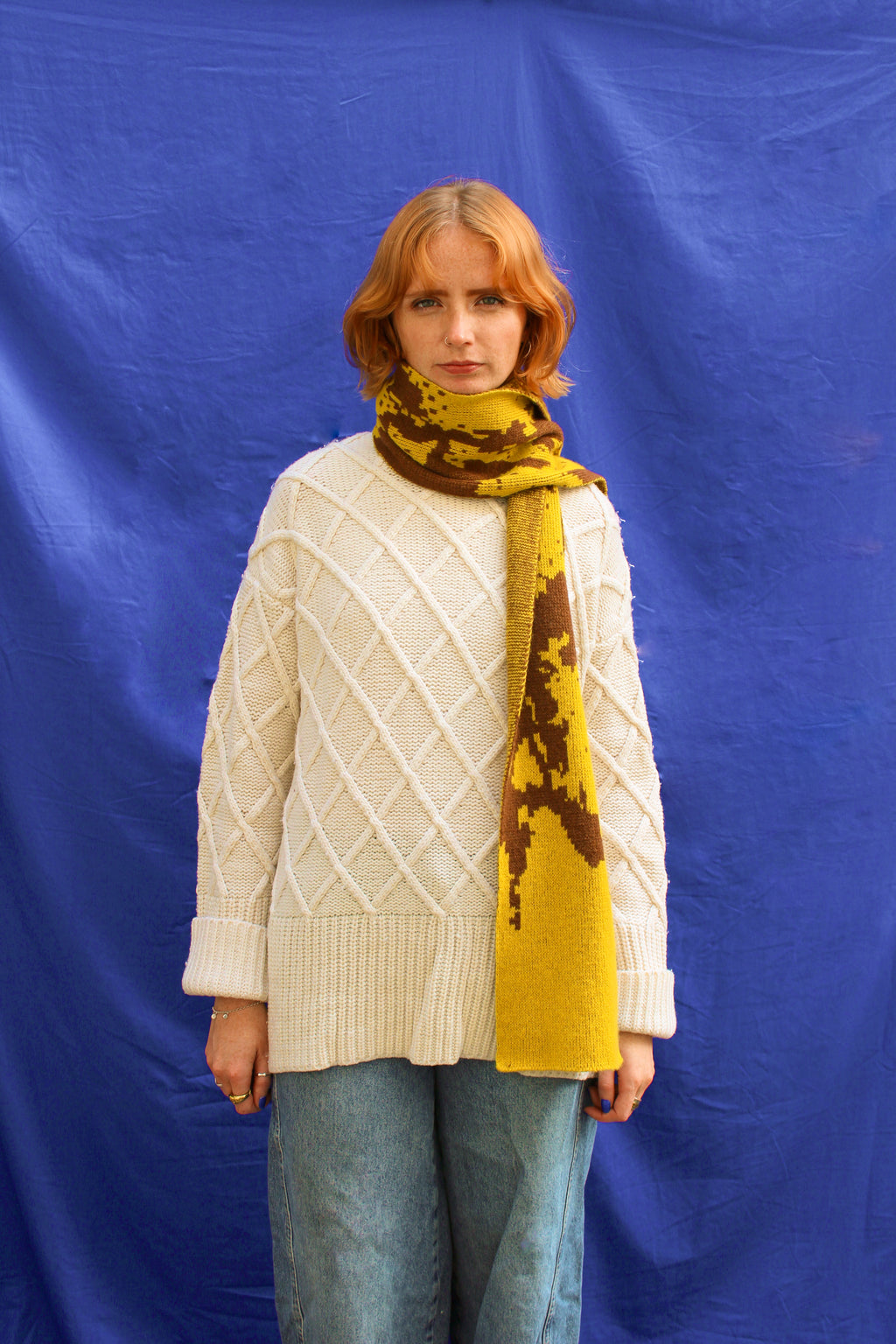Lambswool Knitted Abstract Scarf