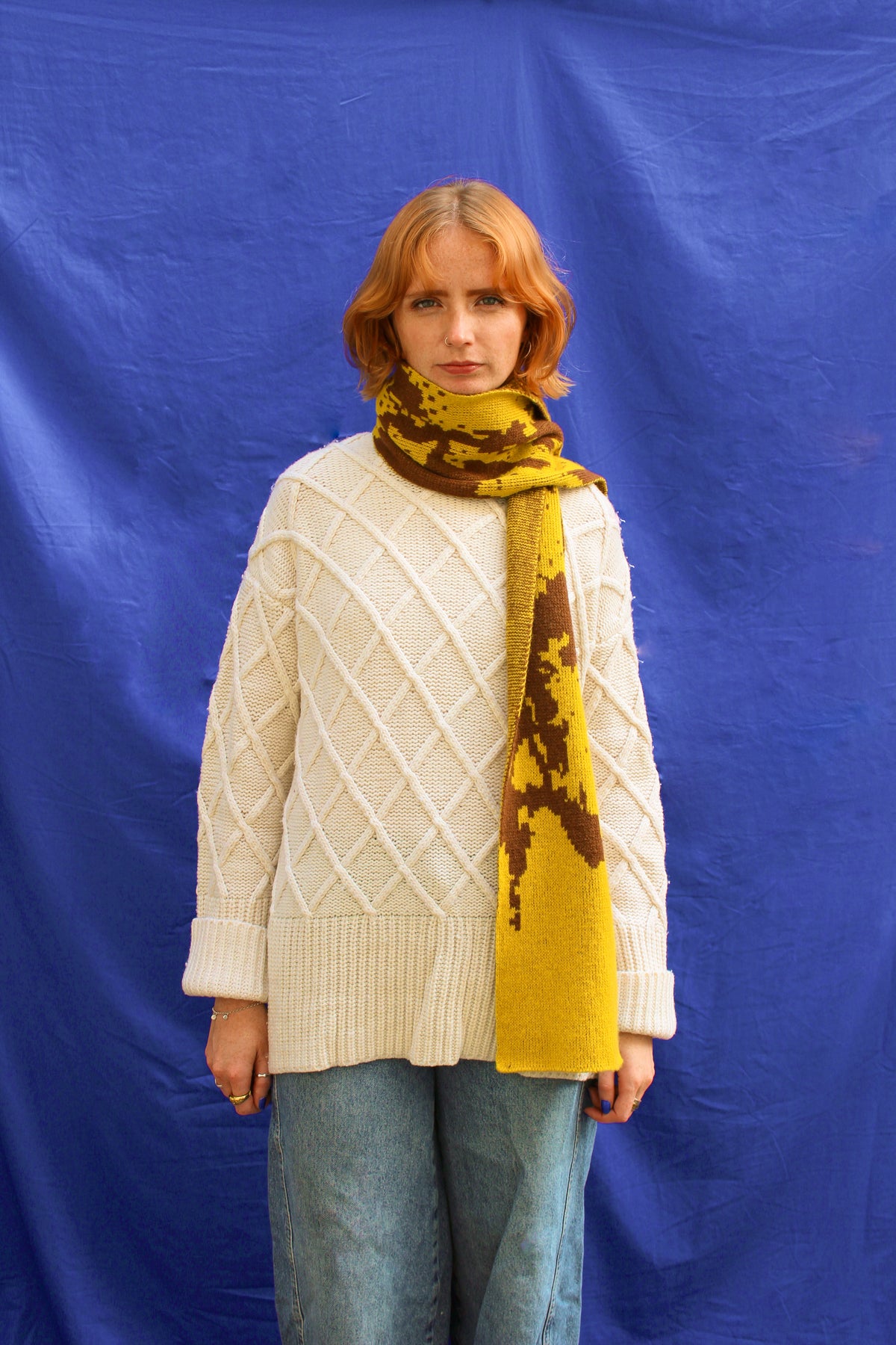 Lambswool Knitted Abstract Scarf