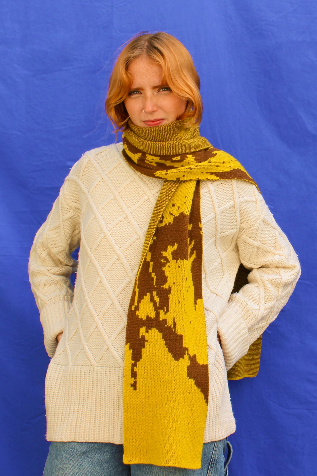 Lambswool Knitted Abstract Scarf