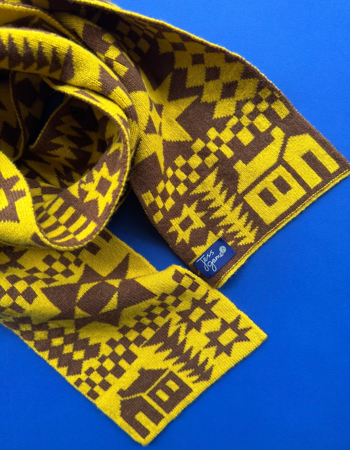 Reversible Patchwork Knitted Lambswool Scarf