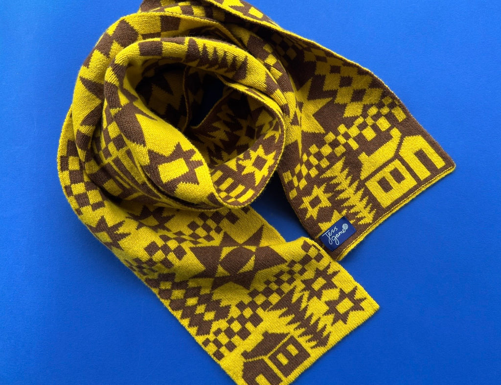 Reversible Patchwork Knitted Lambswool Scarf