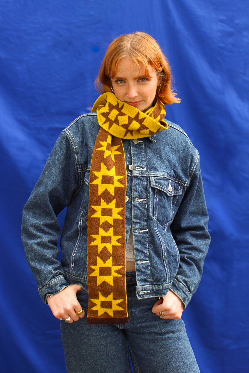 Reversible Patchwork Star Skinny Scarf