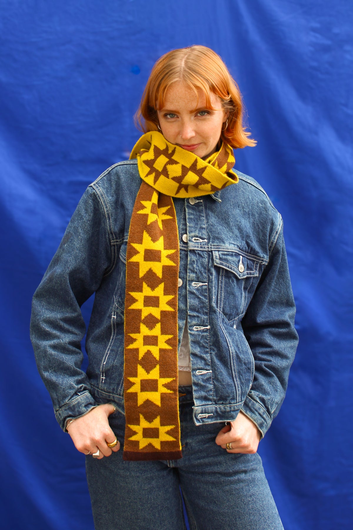Reversible Patchwork Star Skinny Scarf