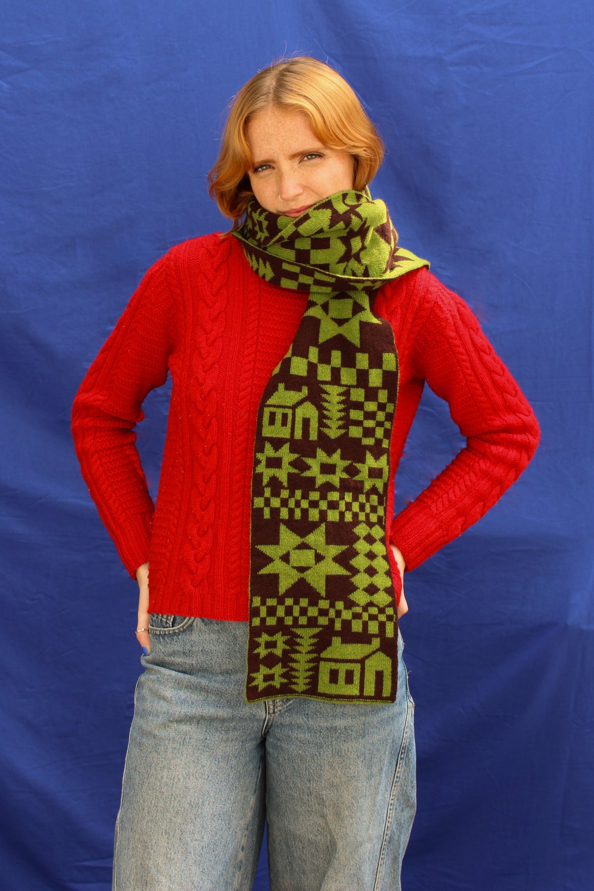 Reversible Patchwork Knitted Lambswool Scarf