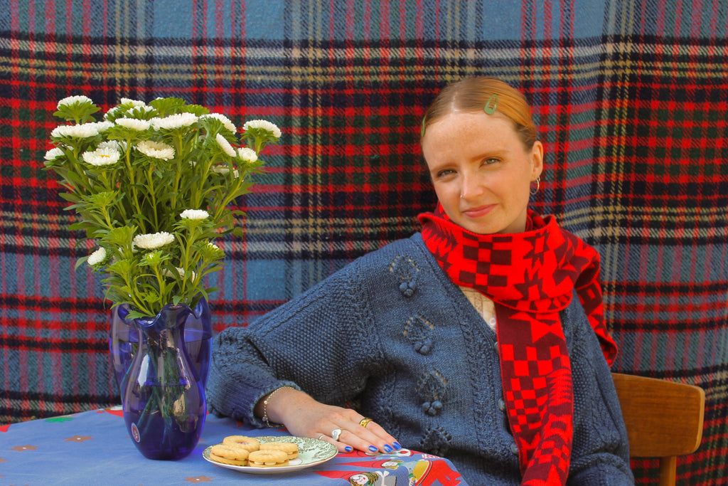 Reversible Patchwork Knitted Lambswool Scarf