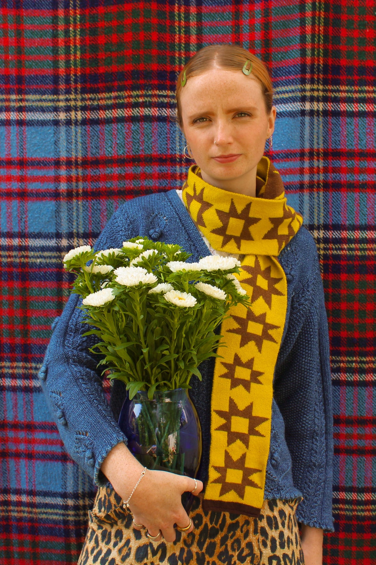 Reversible Patchwork Star Skinny Scarf