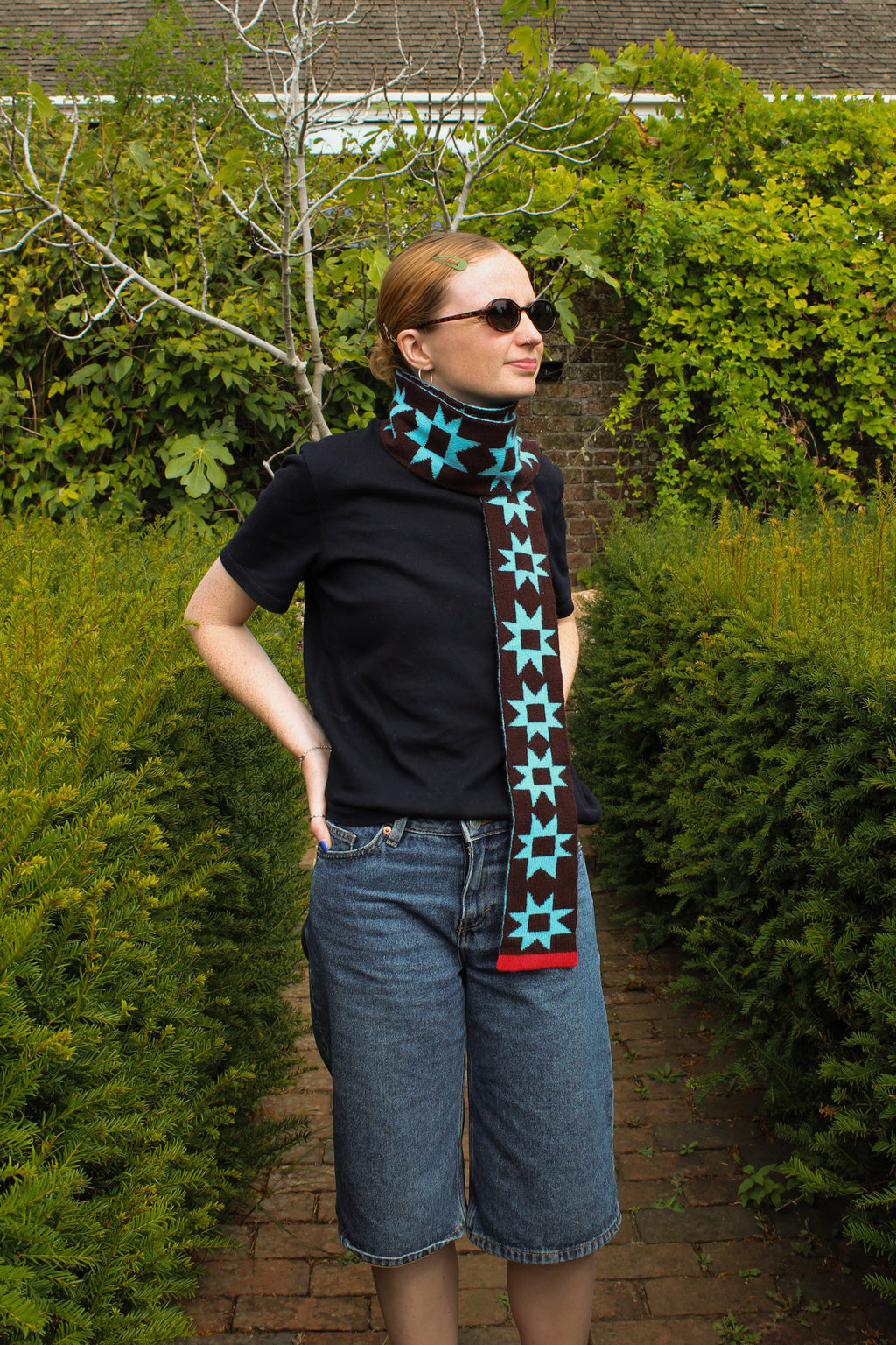 Reversible Patchwork Star Skinny Scarf