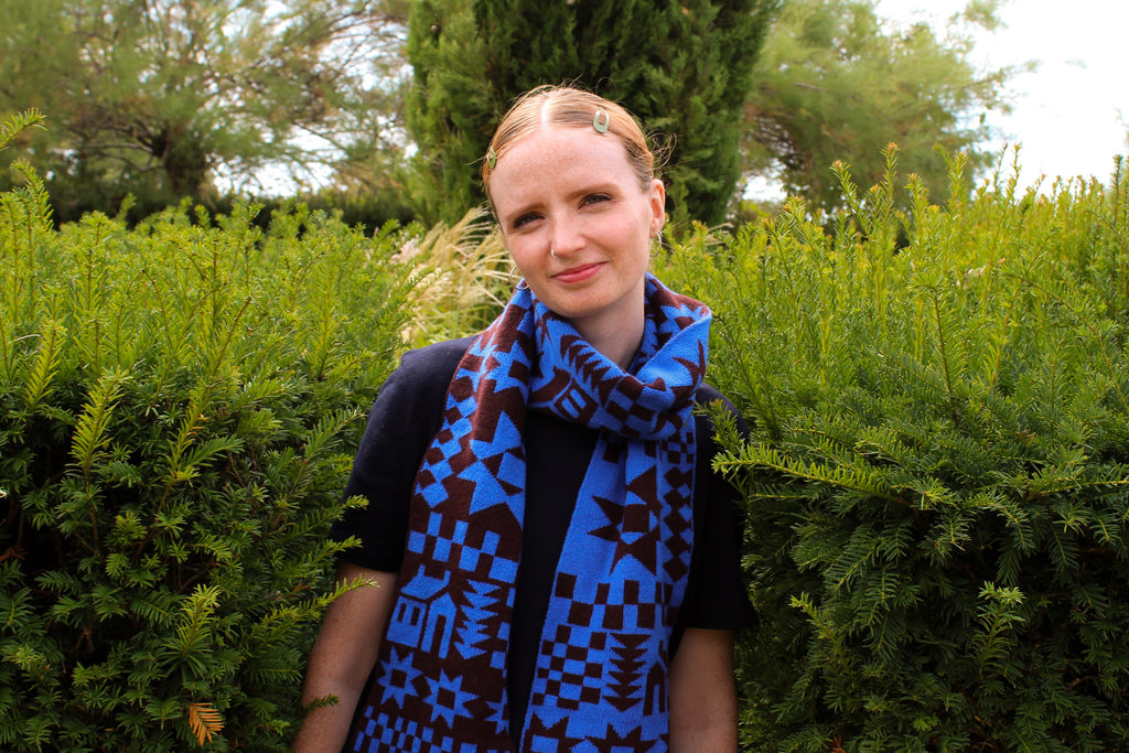 Reversible Patchwork Knitted Lambswool Scarf