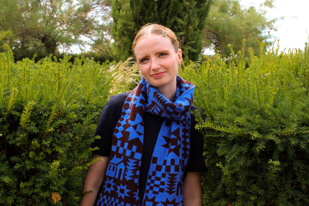 Reversible Patchwork Knitted Lambswool Scarf