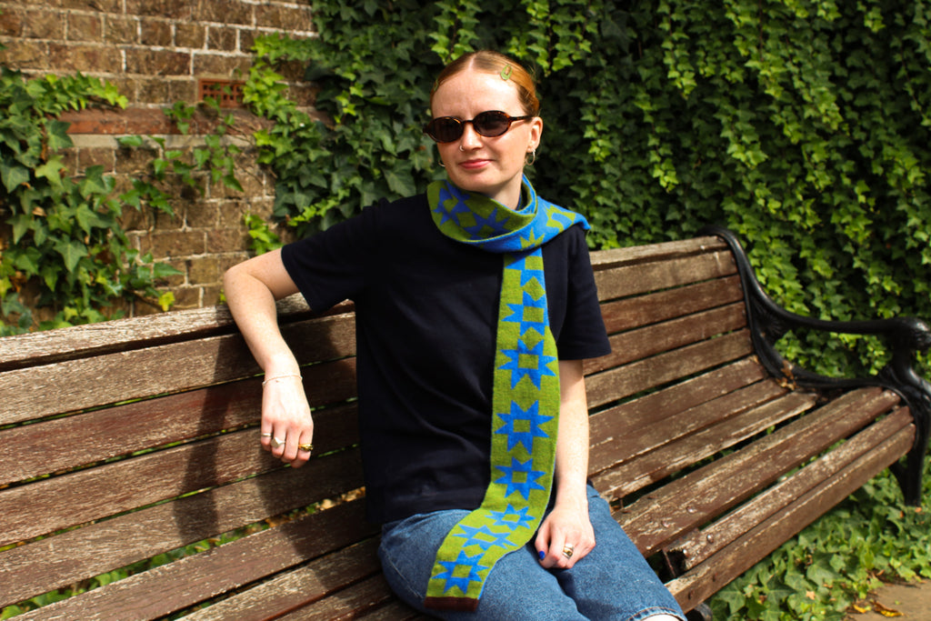 Reversible Patchwork Star Skinny Scarf