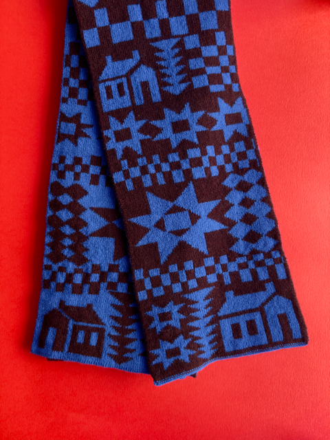 Reversible Patchwork Knitted Lambswool Scarf
