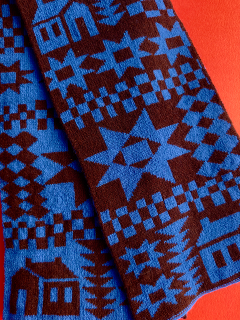 Reversible Patchwork Knitted Lambswool Scarf