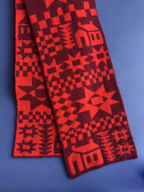 Reversible Patchwork Knitted Lambswool Scarf
