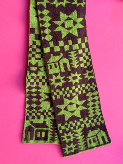 Reversible Patchwork Knitted Lambswool Scarf