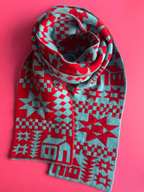 Reversible Patchwork Knitted Lambswool Scarf