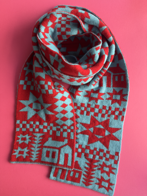 Reversible Patchwork Knitted Lambswool Scarf