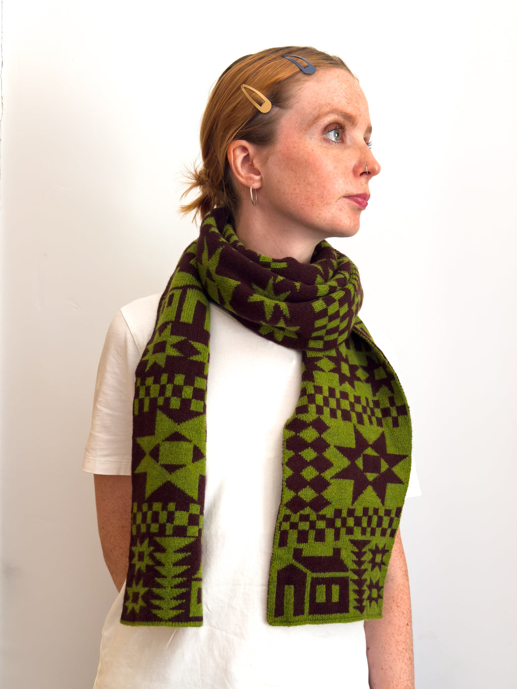 Reversible Patchwork Knitted Lambswool Scarf