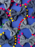 Upcycled Denim Dog Bow Tie- Handmade with Pom Pom Trim