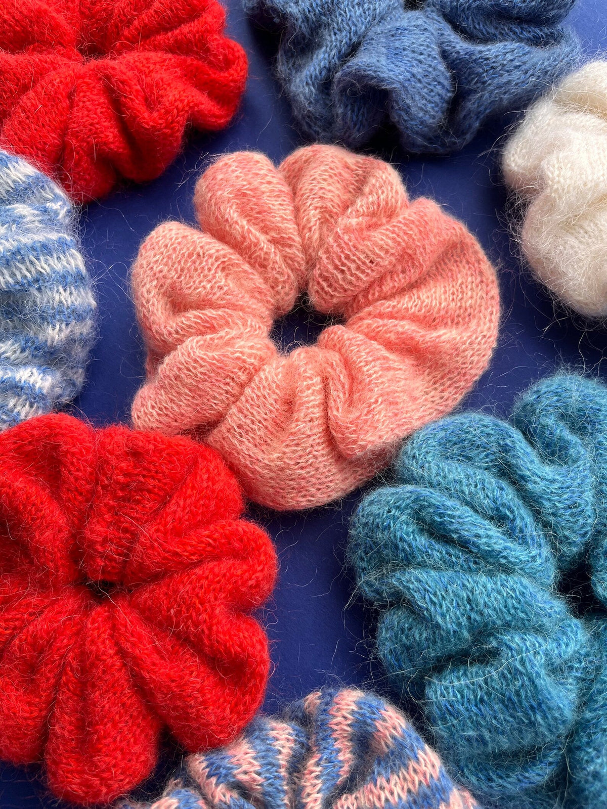 Knitted Soft Mohair Style Scrunchies
